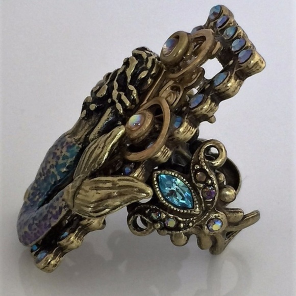 Mermaid 3D Sculptured Ring w/ Vintage Crystals - Picture 6 of 8
